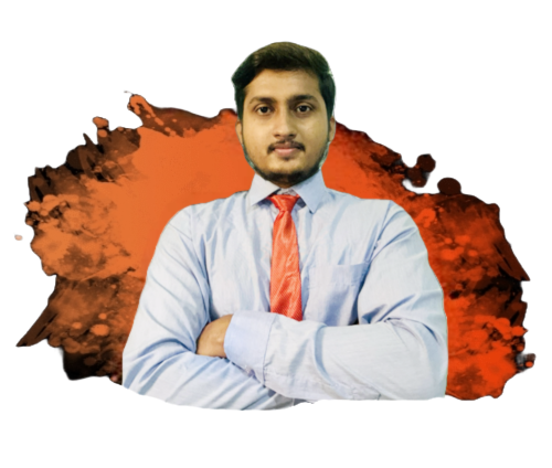 A man in a blue shirt with a happy expression